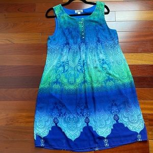 Dressbarn Sleeveless Knee Length Blue Green Dress